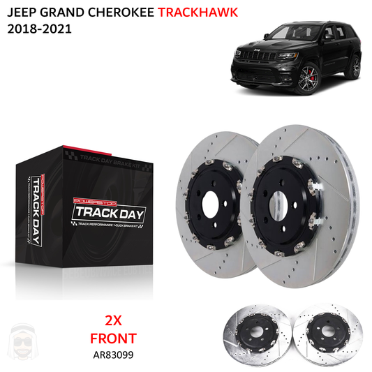 Jeep Trackhawk (2018-2021) 2-Piece Floating Front Drilled and Slotted Brake Disc Rotors by PowerStop Track Day (Grand Cherokee)
