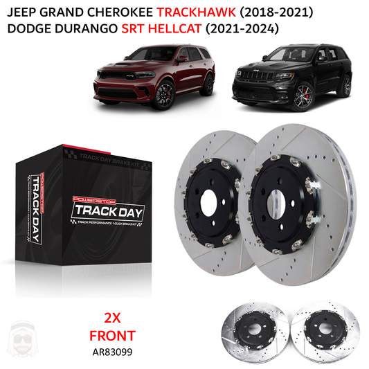 Jeep Trackhawk (2018-2021) 2-Piece Floating Front Drilled and Slotted Brake Disc Rotors by PowerStop Track Day (Grand Cherokee)