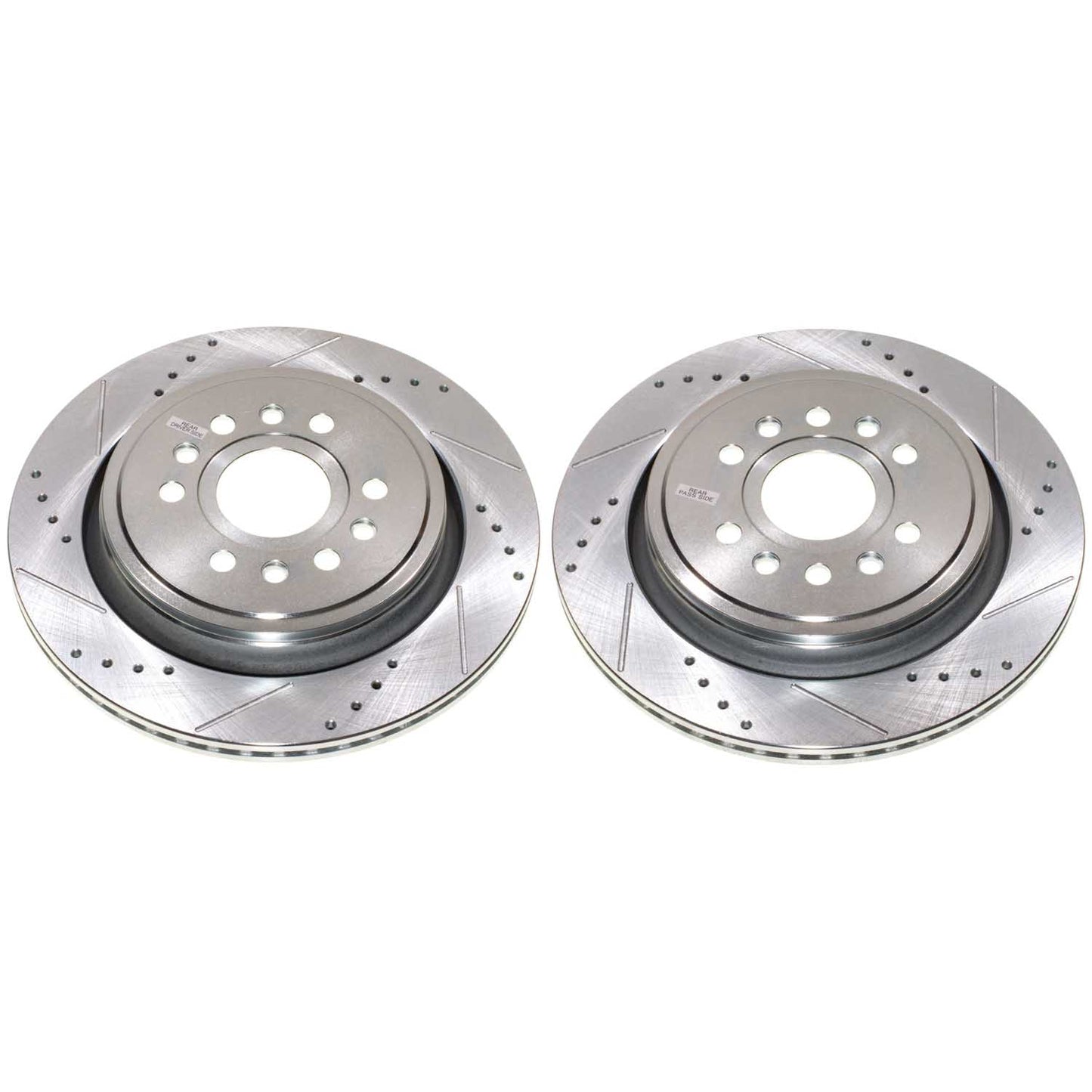 Dodge RAM TRX 2021+ Rear Drilled and Slotted Brake Disc Rotors by PowerStop Evolution (Jeep Grand Wagoneer L) (AR83108XPR)