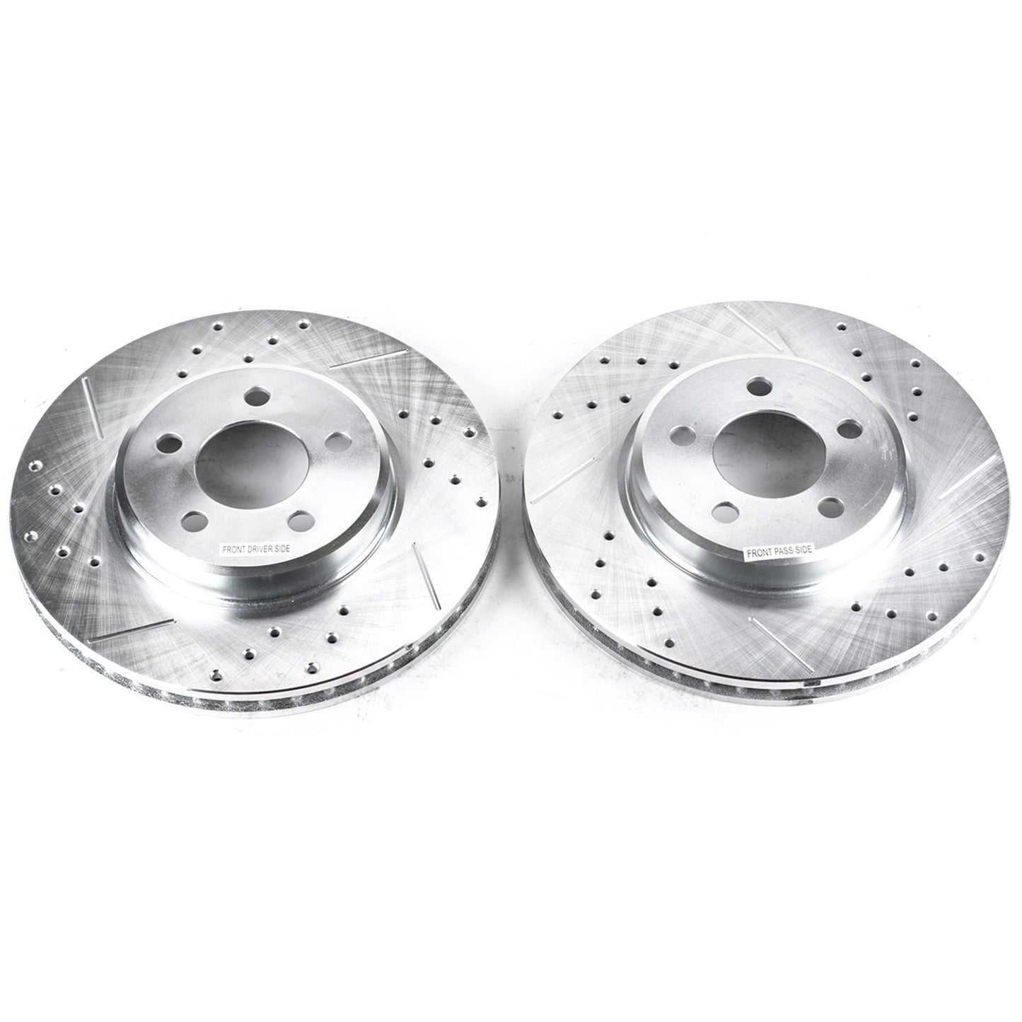 Dodge V6 Single Piston - Front Drilled and Slotted Brake Disc Rotors by PowerStop Evolution (Charger Challenger RWD Chrysler 300 Magnum) (AR8358XPR)