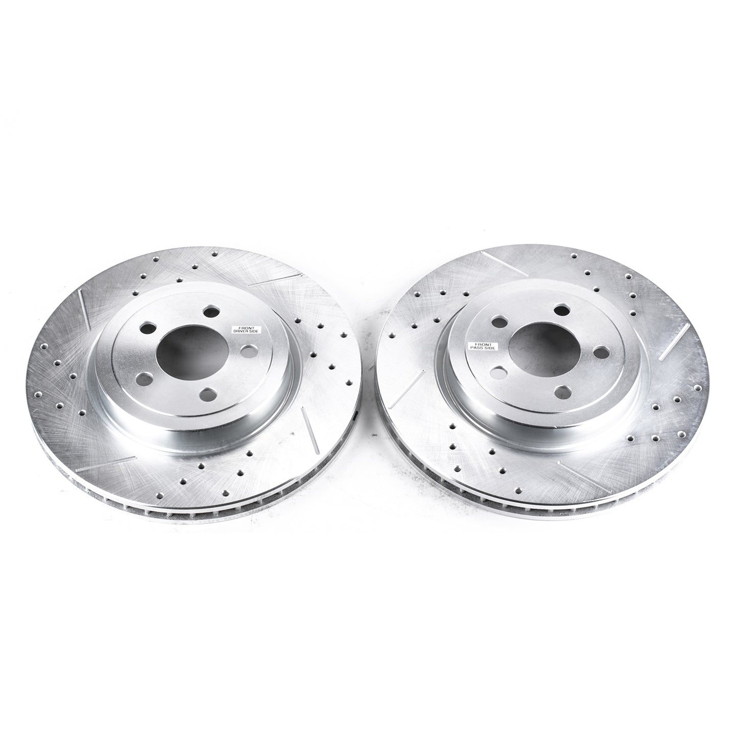 Dodge 2-Piston - Front Drilled and Slotted Brake Disc Rotors by PowerStop Evolution (Charger Challenger V8 RT AWD Chrysler 300 Magnum) (AR8359XPR)