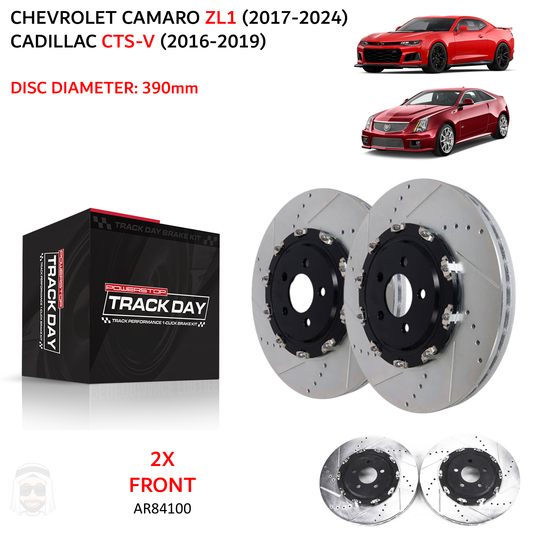 Chevrolet Camaro ZL1 Cadillac CTS-V - 2-Piece Floating Front Drilled and Slotted Brake Disc Rotors by PowerStop Track Day (AR84100)