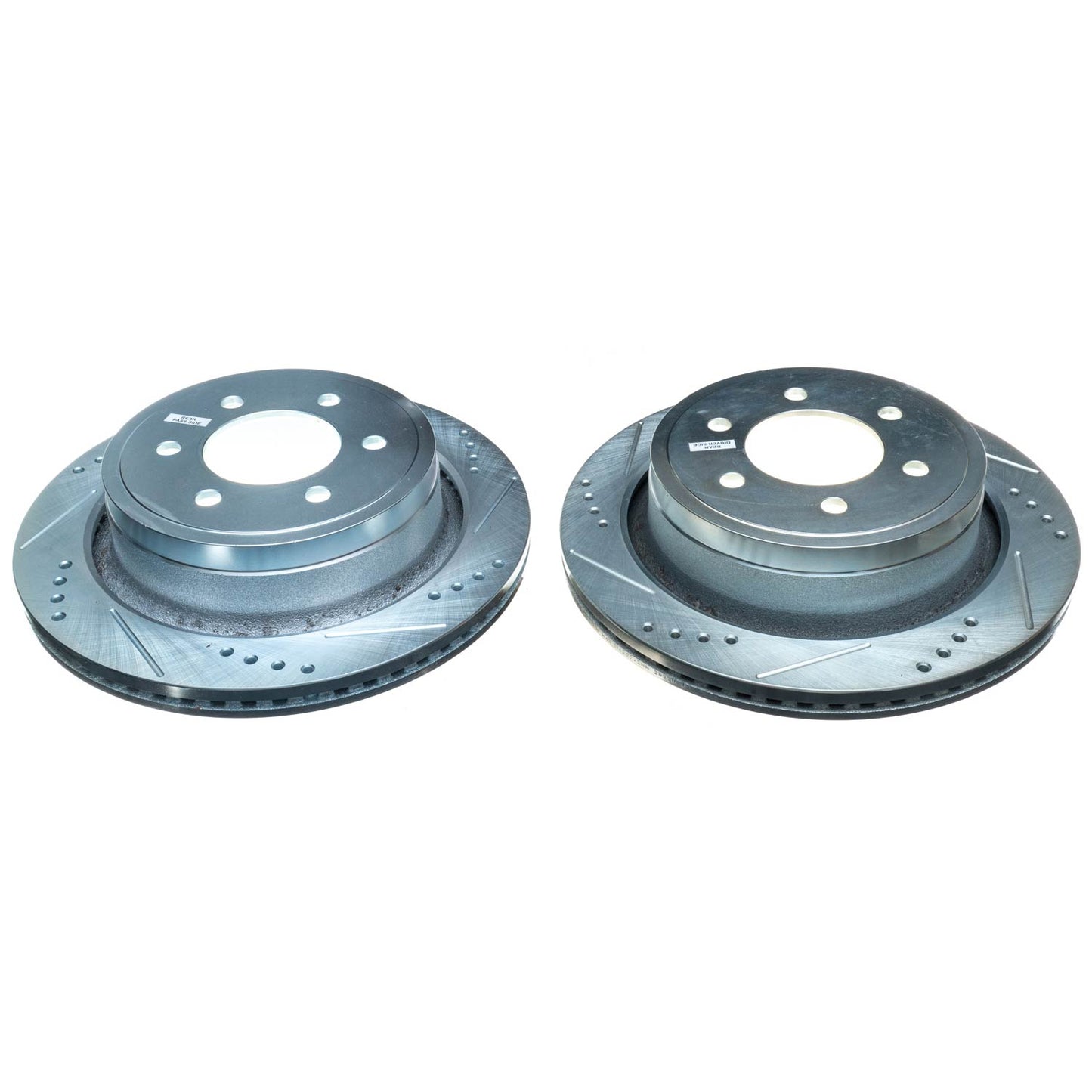 Ford F150 (2012-2018) Manual Handbrake - Rear Drilled and Slotted Brake Disc Rotors by PowerStop Evolution