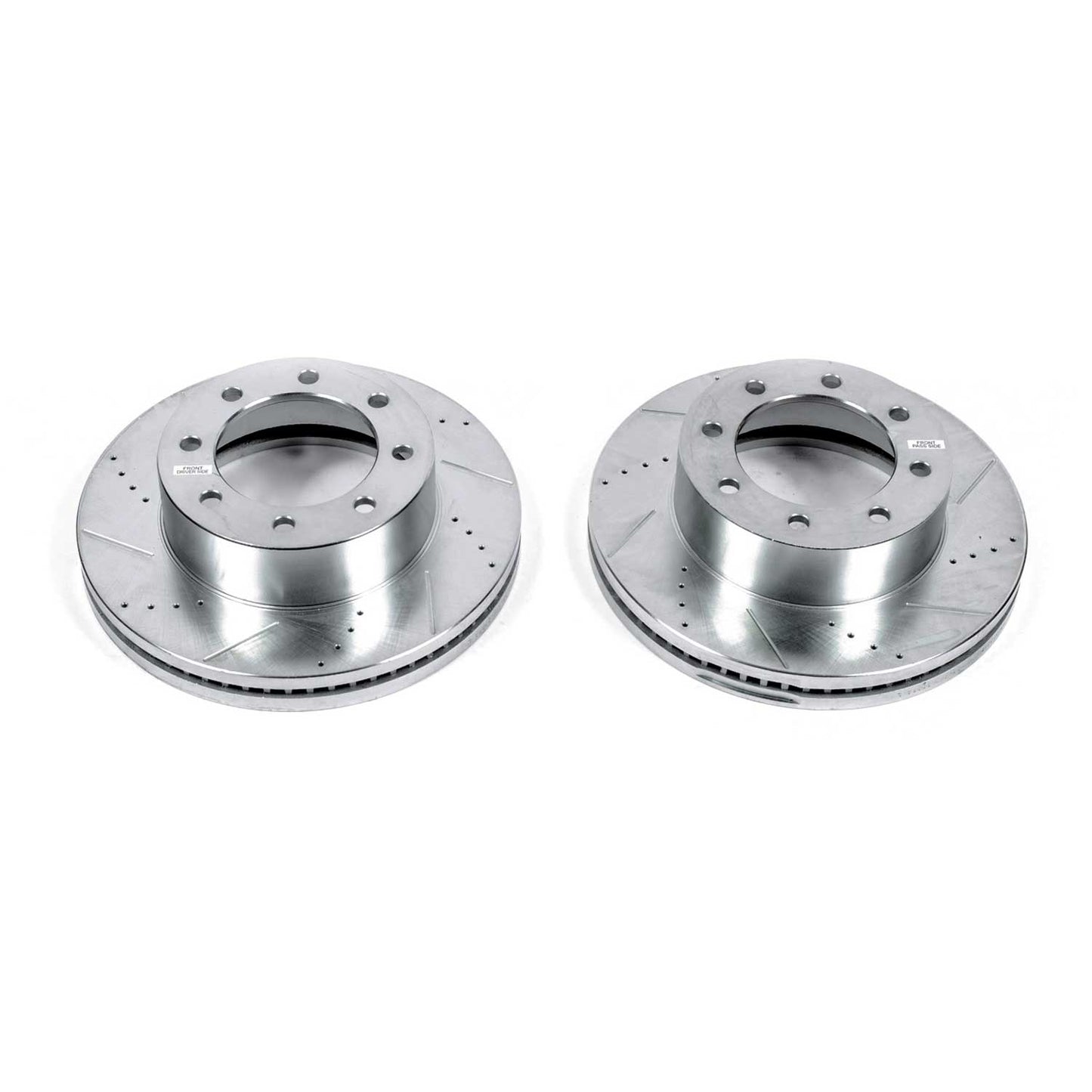 Ford F250 F350 4WD (2012-2024) Front Drilled and Slotted Brake Disc Rotors by PowerStop Evolution (F450) (AR85153XPR)