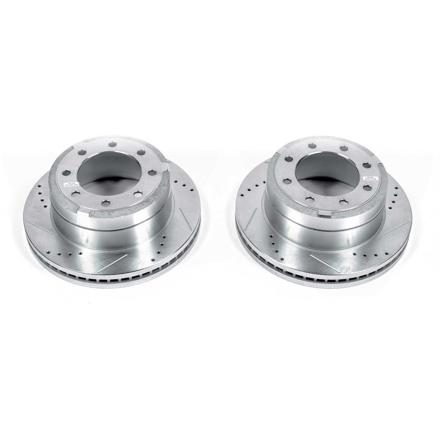 Ford F250 F350 (2012-2022) Rear Drilled and Slotted Brake Disc Rotors by PowerStop Evolution (SRW) (AR85155XPR)