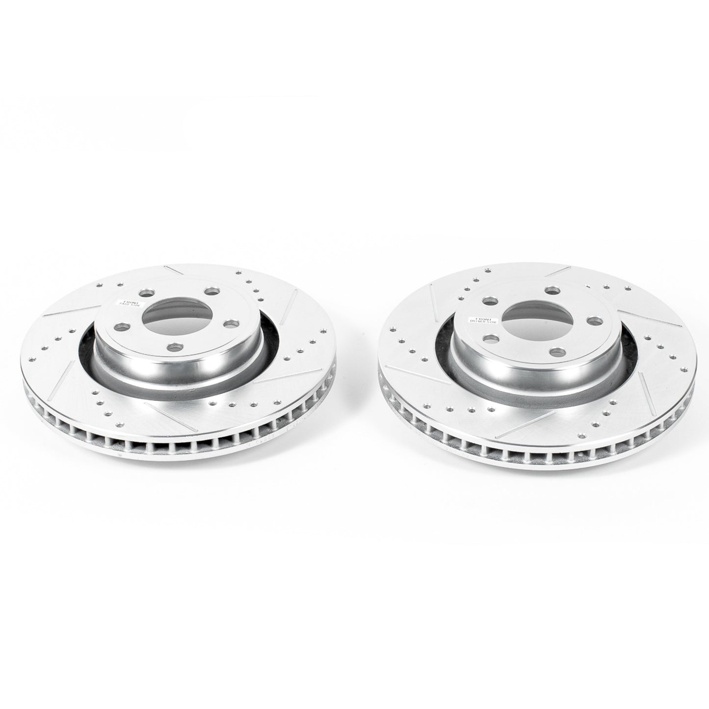 Ford Mustang (2 piston) (2015-2020) - Front Drilled and Slotted Brake Disc Rotors by PowerStop Evolution (EcoBoost V6) (AR85158XPR)