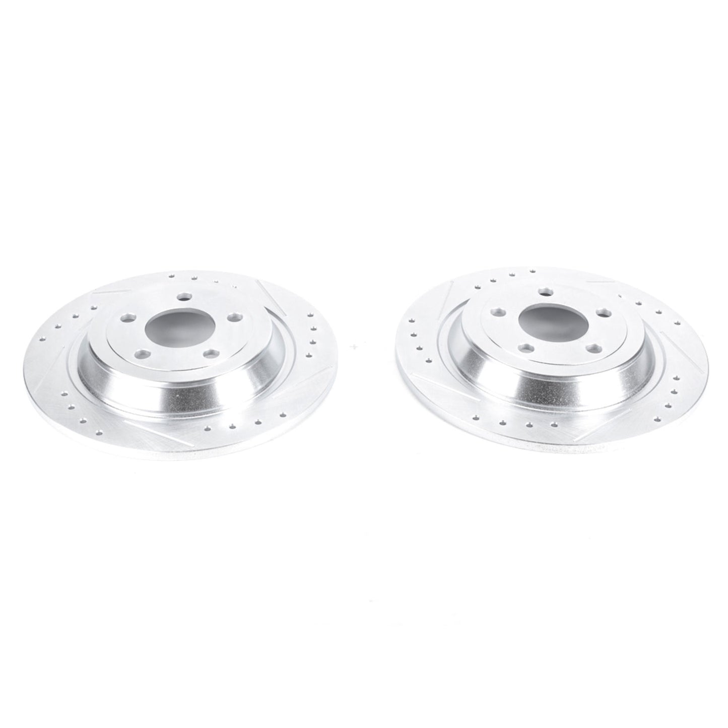 Ford Mustang (2 piston) (2015-2023) - Rear Drilled and Slotted Brake Disc Rotors by PowerStop Evolution (EcoBoost Premium V6) (AR85161XPR)
