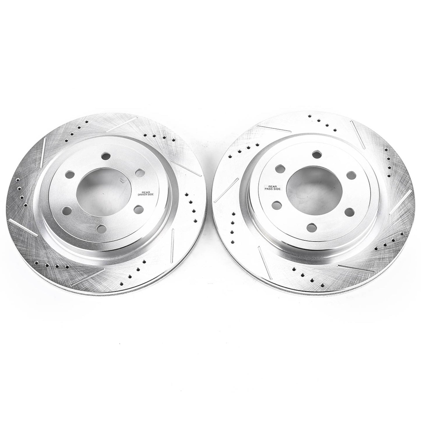 Ford F150 (2018-2020 eBrake) Rear Drilled and Slotted Brake Disc Rotors by PowerStop Evolution (Expedition Lincoln Navigator) (AR85195XPR)