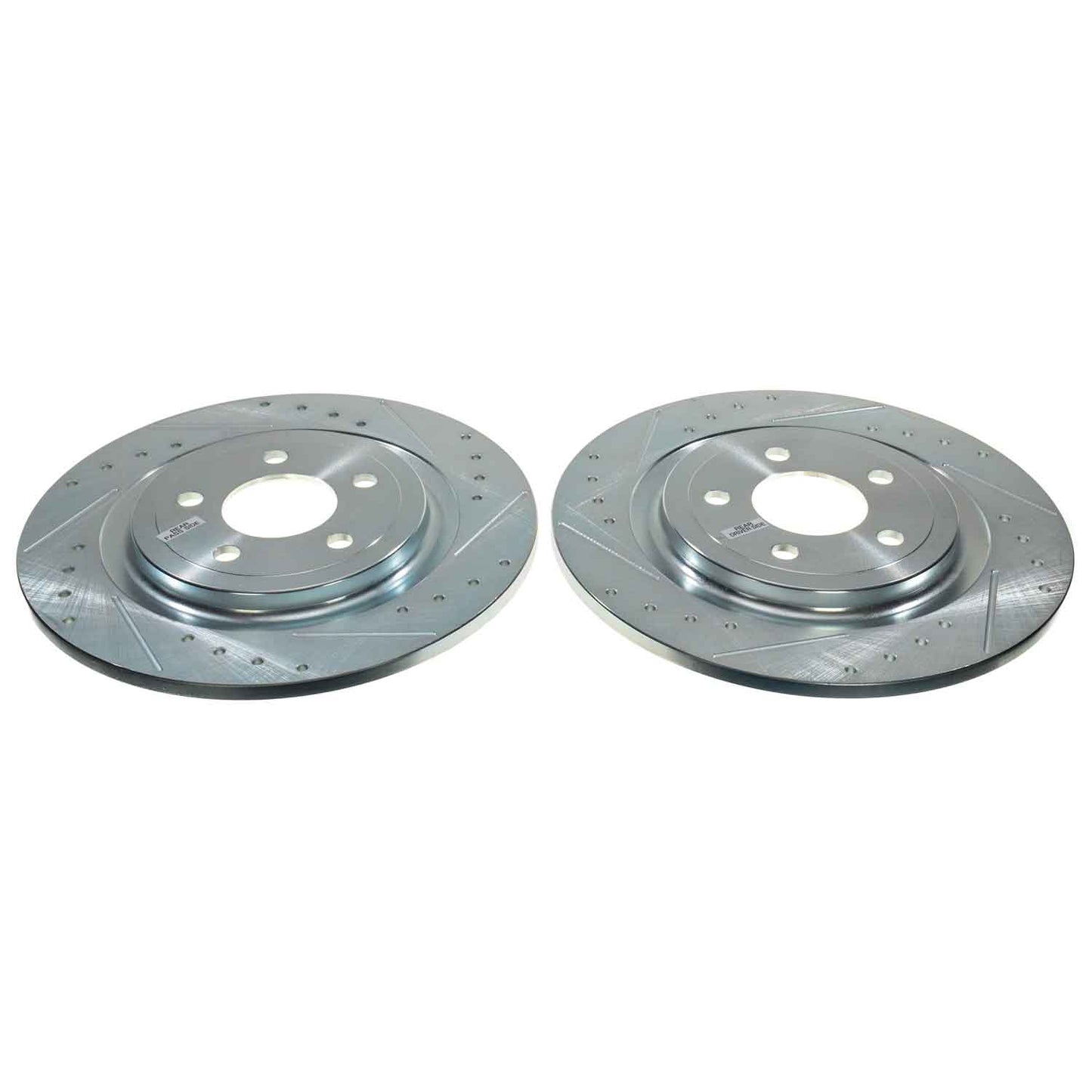 Ford Explorer (2020+) Rear Drilled and Slotted Brake Disc Rotors by PowerStop Evolution (King Ranch Limited Platinum XLT Timberline ST) (AR85203XPR)