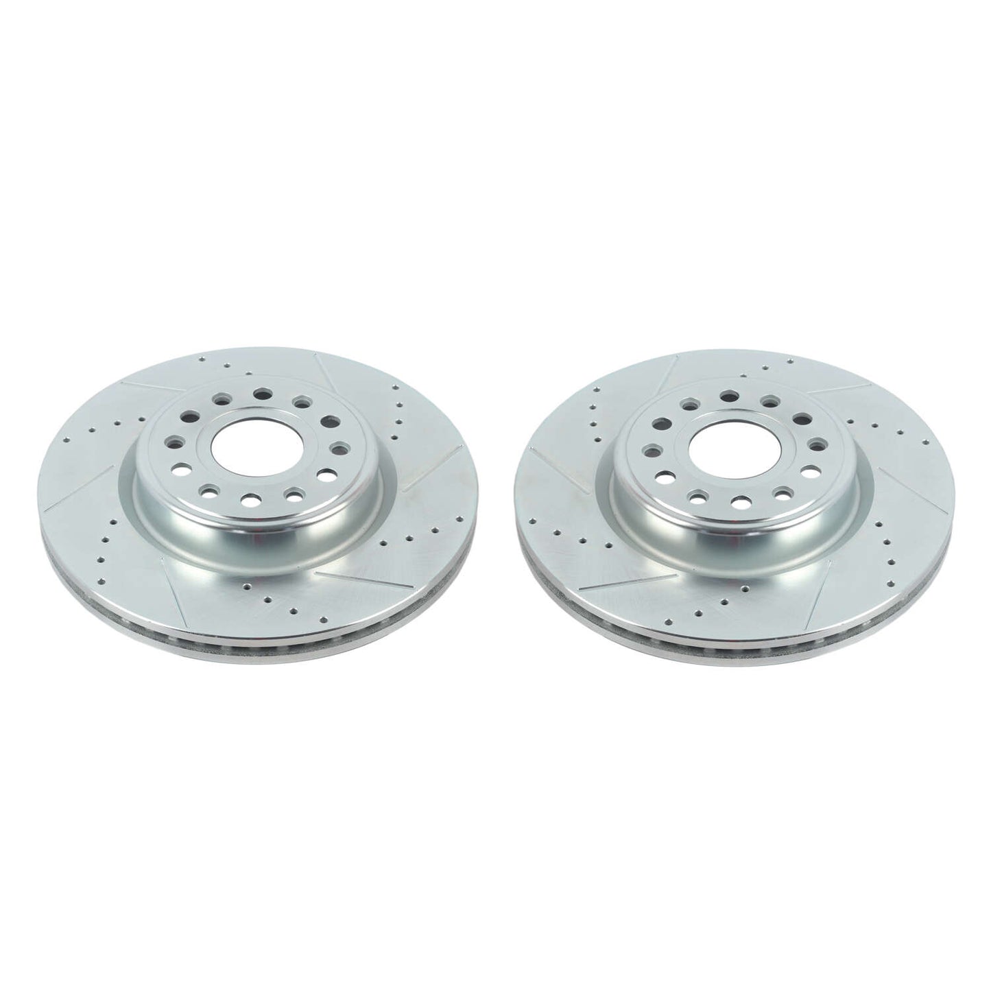 Dodge RAM 1500 2019+ Front Drilled and Slotted Brake Disc Rotors by PowerStop Evolution (AR86004XPR)