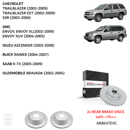 Trailblazer Envoy (2002-2009) Rear Coated Brake Disc Rotors by PowerStop Evolution (AR8647EVC)
