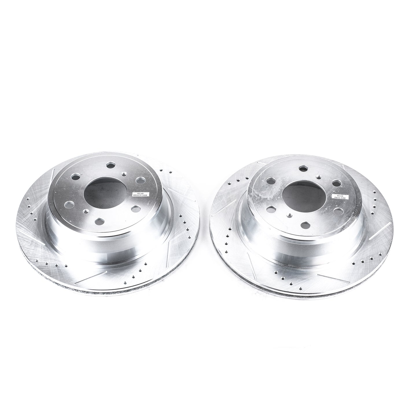 Chevrolet GMC Cadillac (2005-2020) - Rear Drilled and Slotted Brake Disc Rotors by PowerStop Evolution (Silverado 1500 Avalanche Tahoe Suburban Express Van Sierra Denali XL Yukon Savana Escalade XTS) (AR8658XPR)