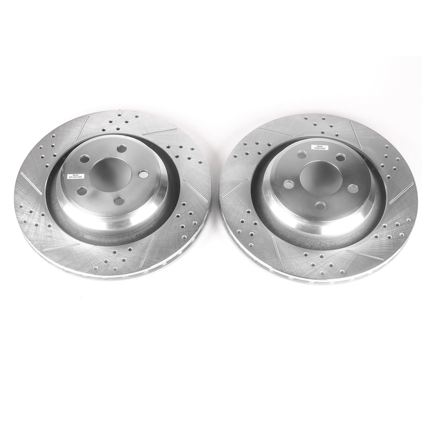 Dodge 4-Piston and 6-piston - Rear Drilled and Slotted Brake Disc Rotors by PowerStop Evolution (Chrysler 300 Hemi Charger Challenger Scat Pack Magnum SRT8) (AR8775XPR)