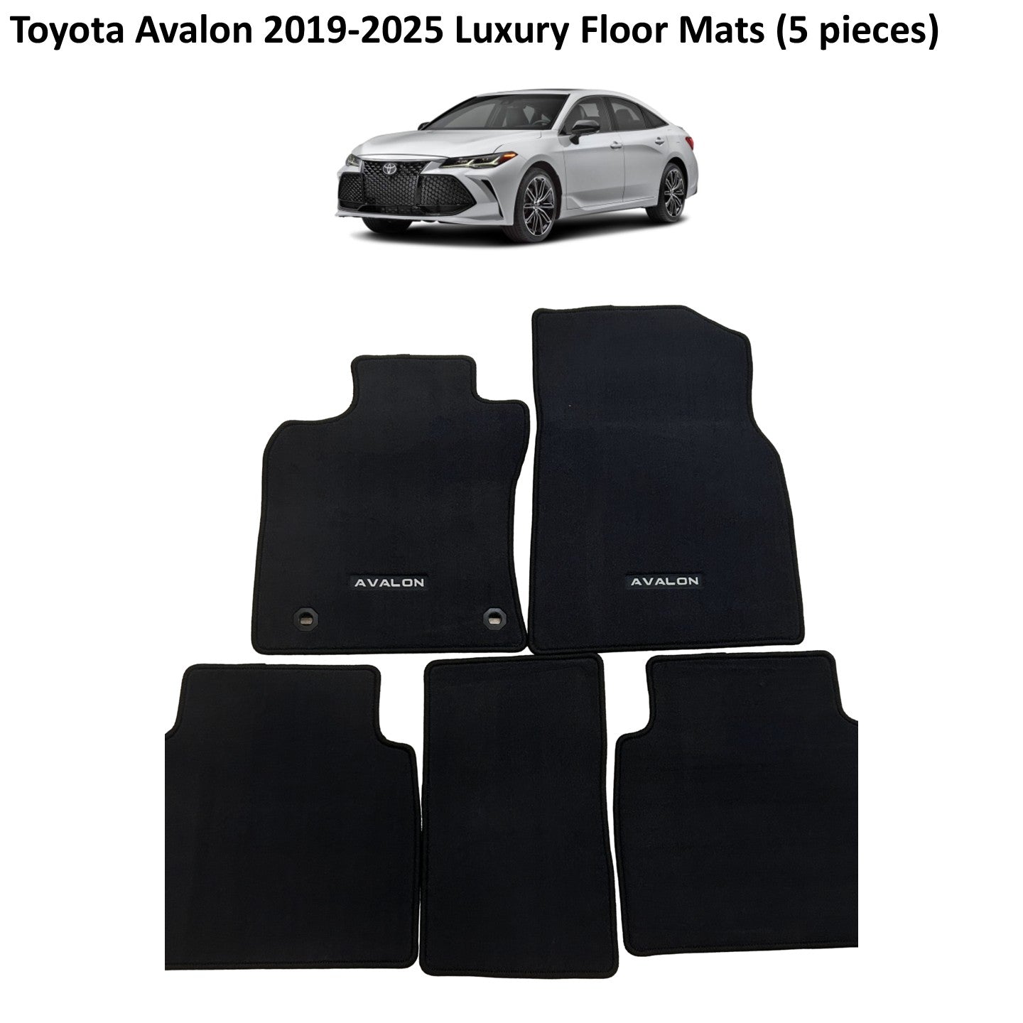 Toyota Avalon 2019-2025 Luxury Black Floor Mats with Logo (5 pieces)