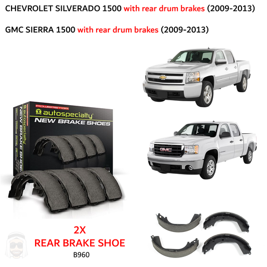 Silverado Sierra (2009-2014) - Rear Parking Hand Brake Shoes by PowerStop Autospecialty (GMC Chevrolet 1500 Rear Drum Brakes)