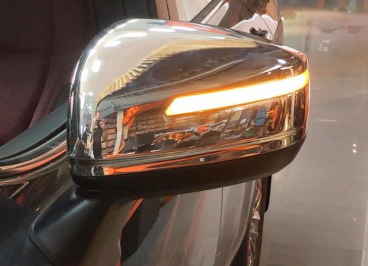 Chrome Side Mirror Covers with Sequential LED Turn Signals - Toyota Land Cruiser LC300