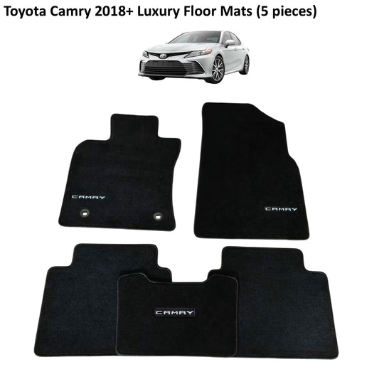 Toyota Camry 2018-2026 Luxury Black Floor Mats with New Logo (5 pieces)