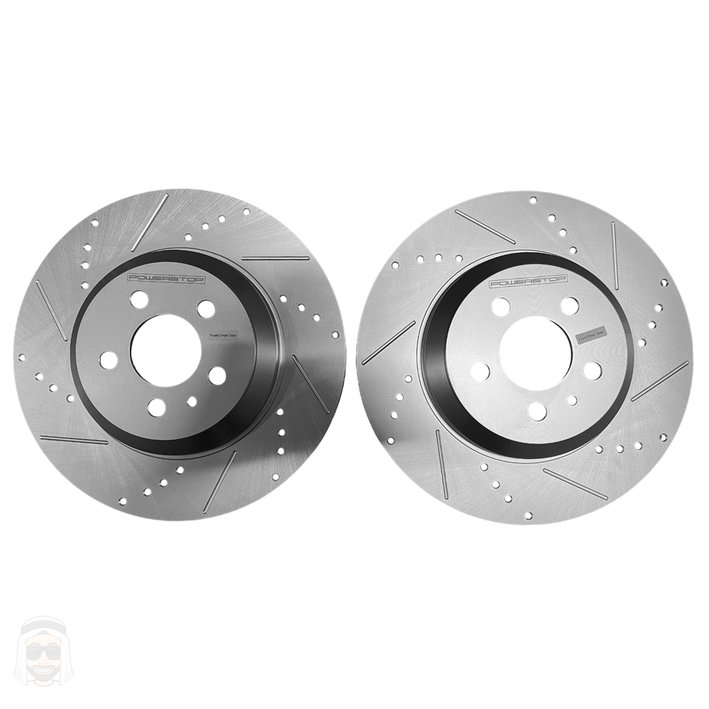 Tesla Model 3 Performance - Front Drilled and Slotted Brake Disc Rotors by PowerStop Evolution (CBR3542XPR)