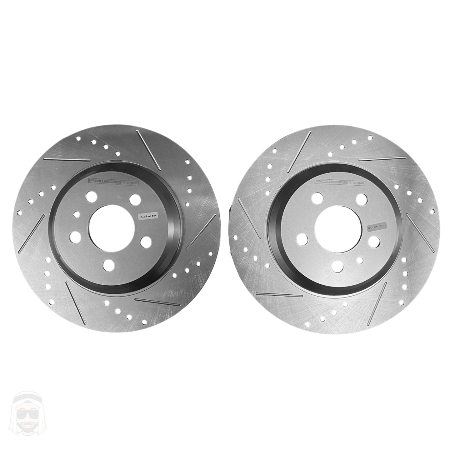 Tesla Model 3 Performance - Rear Drilled and Slotted Brake Disc Rotors by PowerStop Evolution (CBR3543XPR)