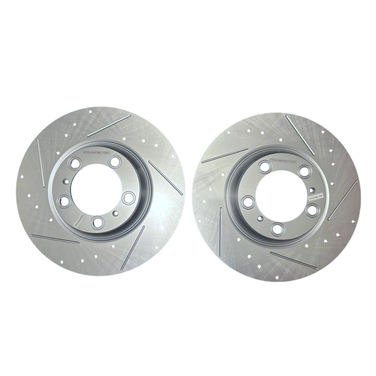 Porsche Audi VW 350x34mm Front Drilled and Slotted Brake Disc Rotors by PowerStop Evolution CBR6510-CBR6511