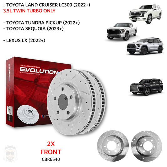 Toyota Lexus LX - Front Drilled and Slotted Brake Disc Rotors by PowerStop Evolution CBR6540XPR