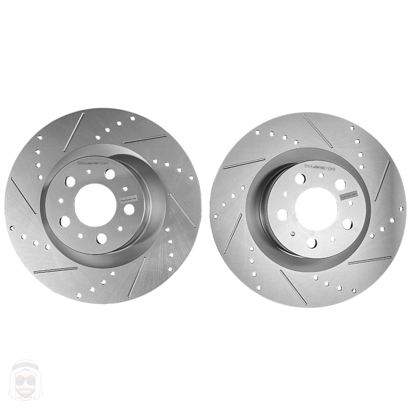 Tesla Model Y - Front Drilled and Slotted Brake Disc Rotors by PowerStop Evolution (Base Standard Long Range Performance) (CBR6560XPR)