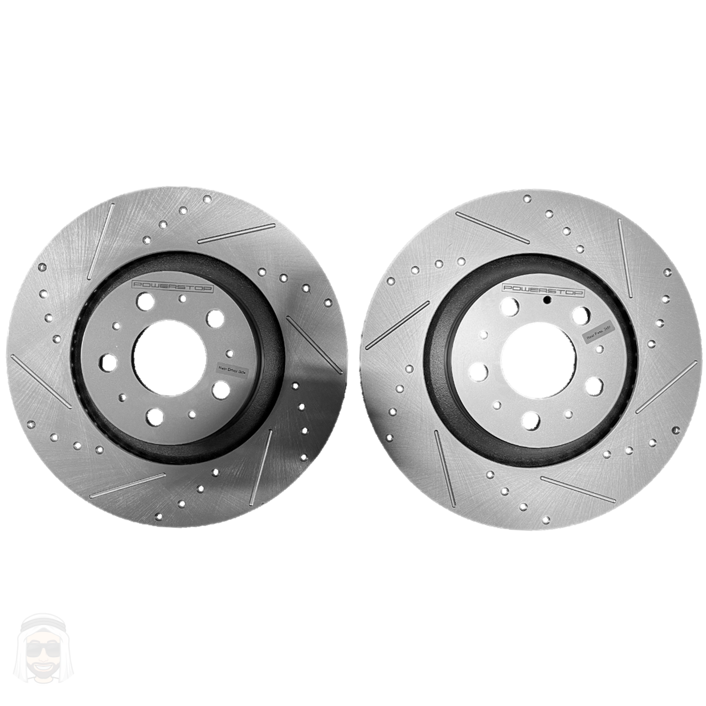 Tesla Model Y Performance - Rear Drilled and Slotted Brake Disc Rotors by PowerStop Evolution (CBR6667XPR)