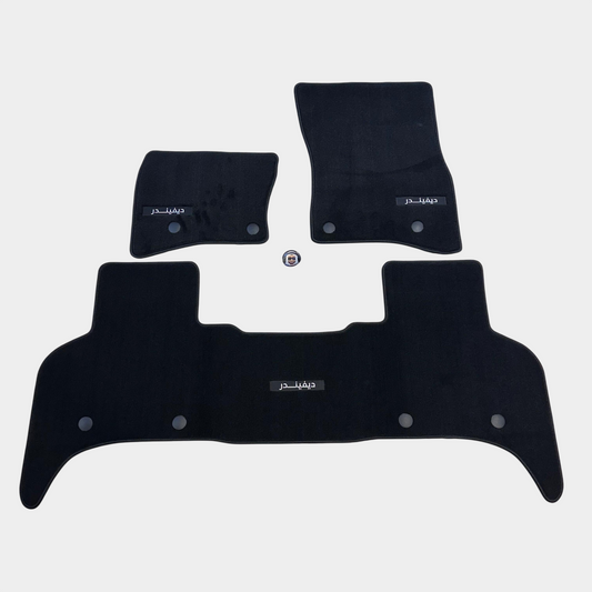 Defender 110 130 Luxury Black Floor Mats with Arabic Logo