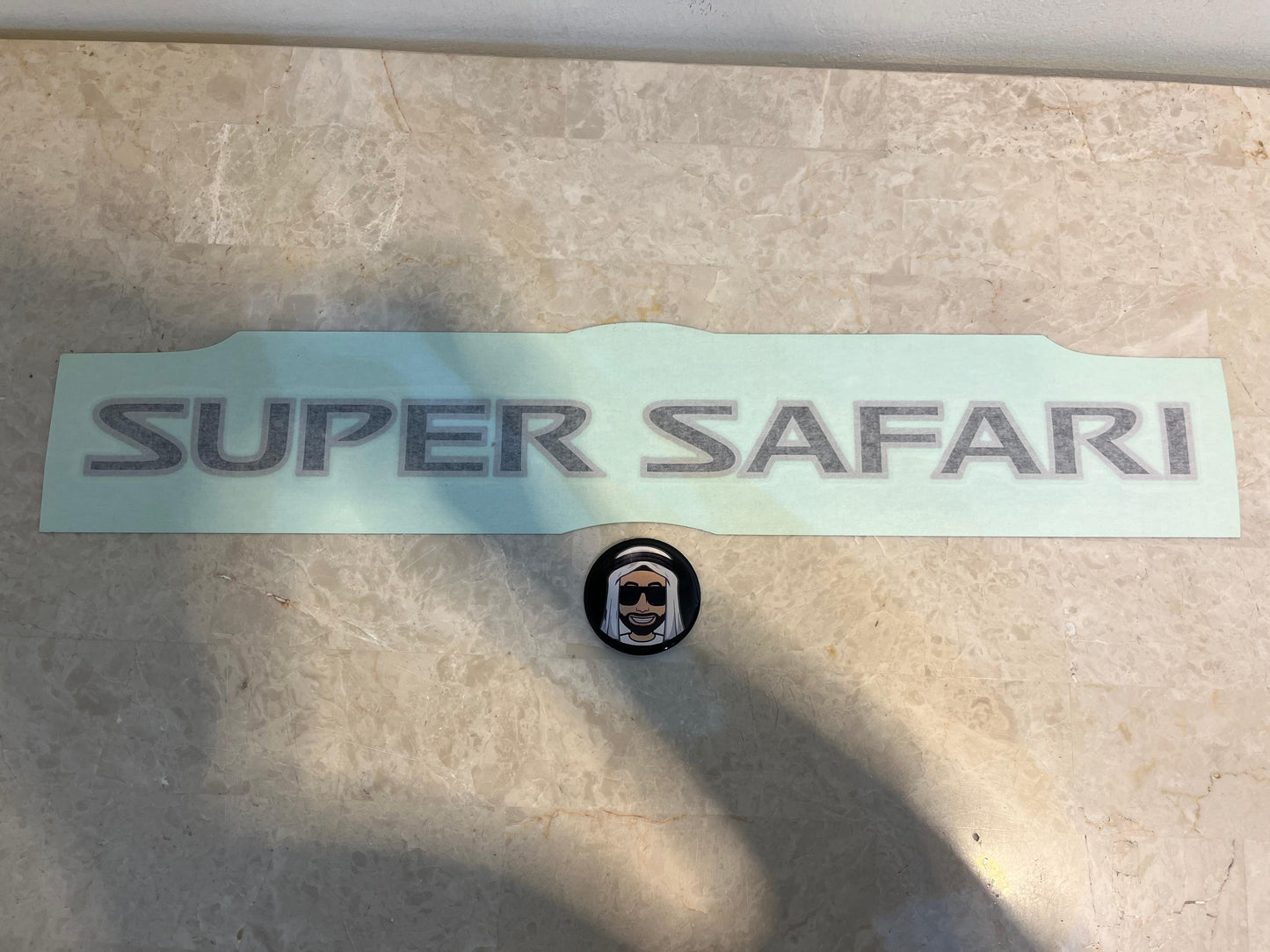 SUPER SAFARI Spare Tyre Sticker Black with Grey Outline - Nissan Patrol Y61 VTC GU