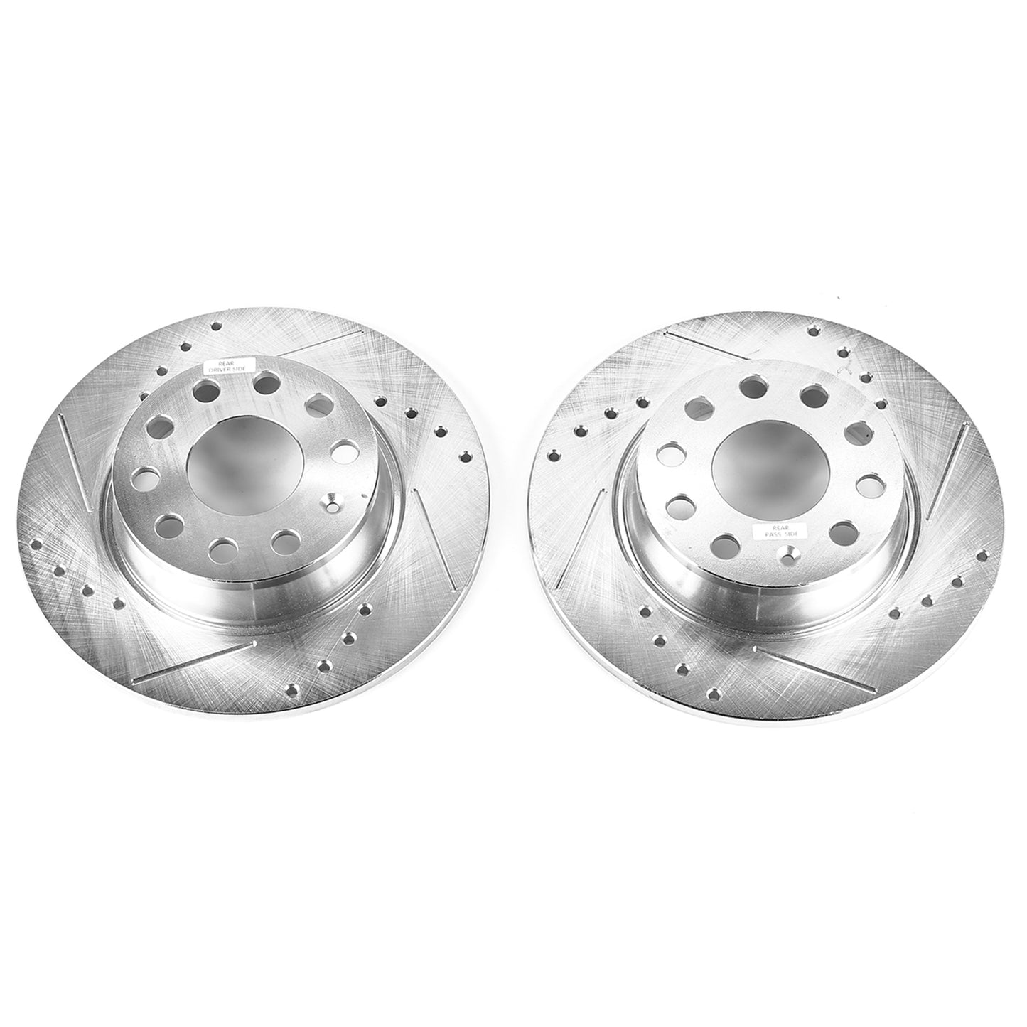 Audi A3 VW Golf GTI - Rear Drilled and Slotted Brake Disc Rotors by PowerStop Evolution (Volkswagen) (EBR1204XPR)