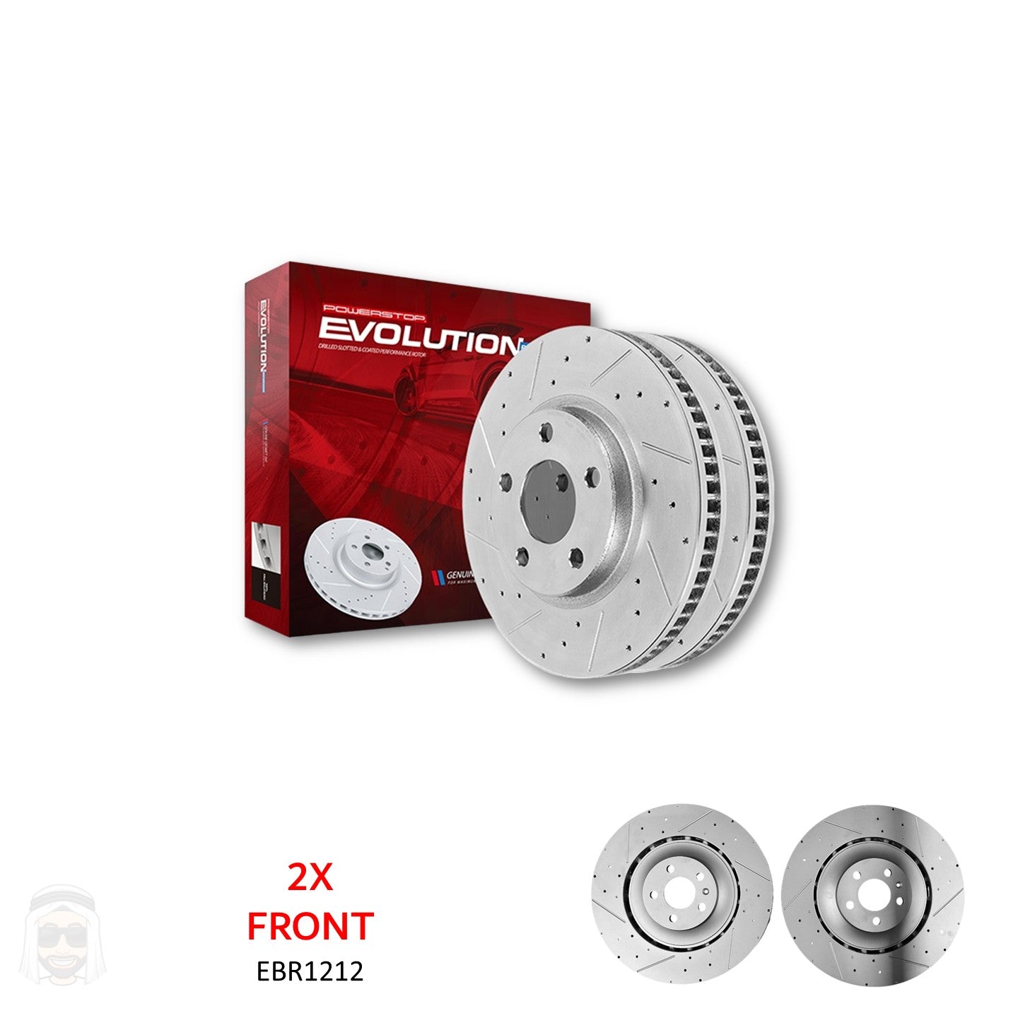 Audi - 400x38mm Front Drilled and Slotted Brake Disc Rotors by PowerStop Evolution EBR1212XPR