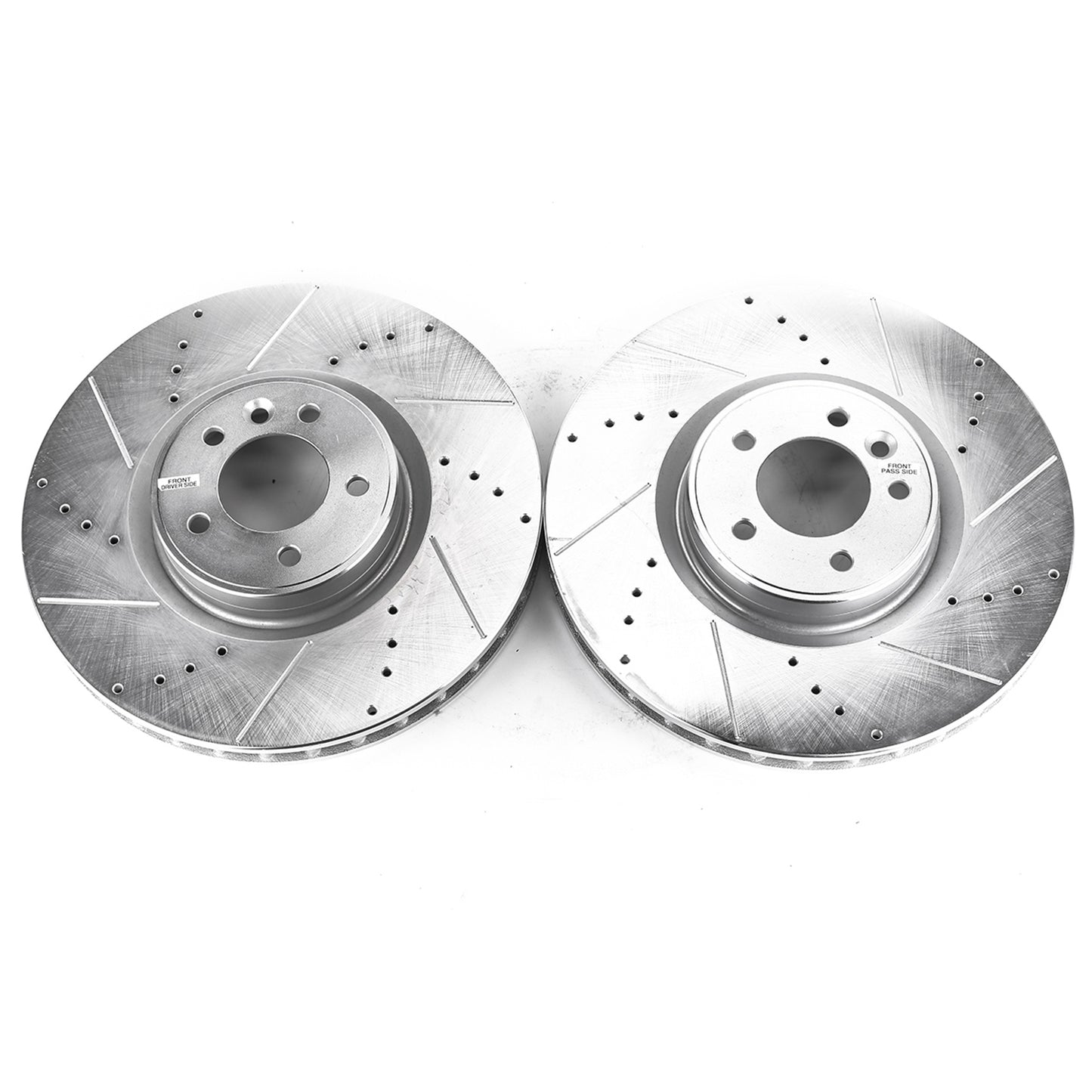 Land Rover - Front Drilled and Slotted Brake Disc Rotors by PowerStop Evolution (Range Rover Vogue HSE SVR Sport Supercharged V6 V8 Defender 90 110 130) (EBR1409XPR)