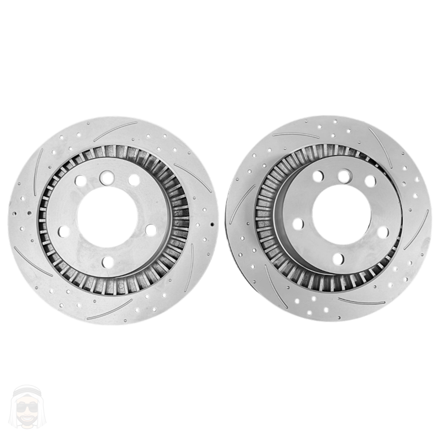 Mercedes G63 AMG 2013 to 2018 - Rear Drilled and Slotted Brake Disc Rotors by PowerStop Evolution (EBR1466XPR)