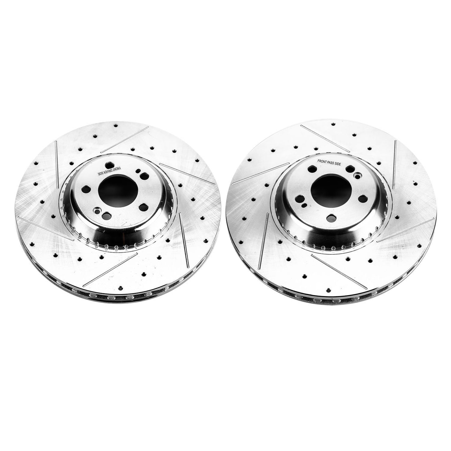 Mercedes S Class (2014-2020) - Front Drilled and Slotted Brake Disc Rotors by PowerStop Evolution (W222 S450 S500 S550 S560 Sedan Coupe Convertible Maybach) (EBR1601XPR)