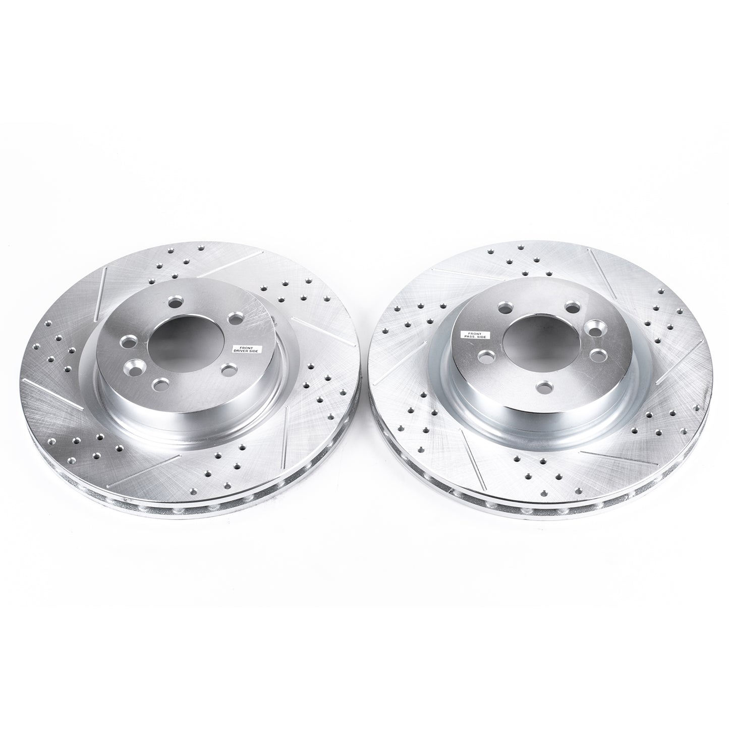Range Rover Vogue and Sport V6 and V8 (2-piston) - Front Drilled and Slotted Brake Disc Rotors by PowerStop Evolution (Land Rover) (EBR811XPR)