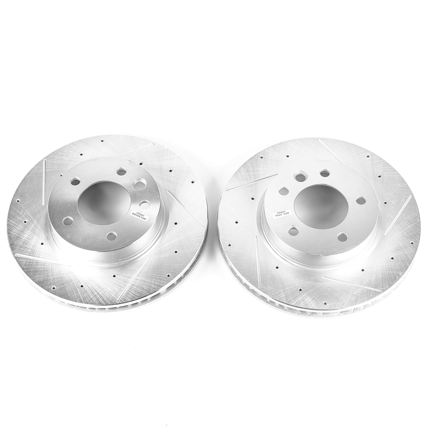 Cayenne Touareg - 330mm Front Drilled and Slotted Brake Disc Rotors by PowerStop Evolution (Porsche Volkswagen VW S Base) (EBR819XPR EBR820XPR)