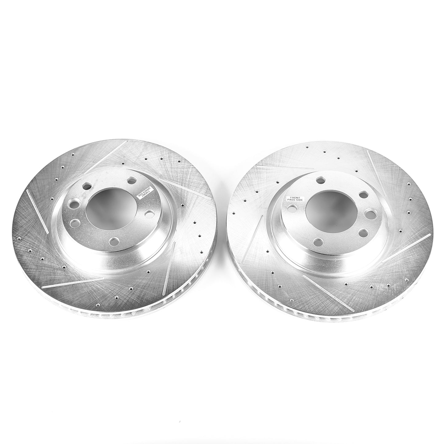Cayenne Touareg - 350mm Front Drilled and Slotted Brake Disc Rotors by PowerStop Evolution (Porsche Volkswagen VW S GTS Base Turbo Audi Q7) (EBR822XPR EBR823XPR)
