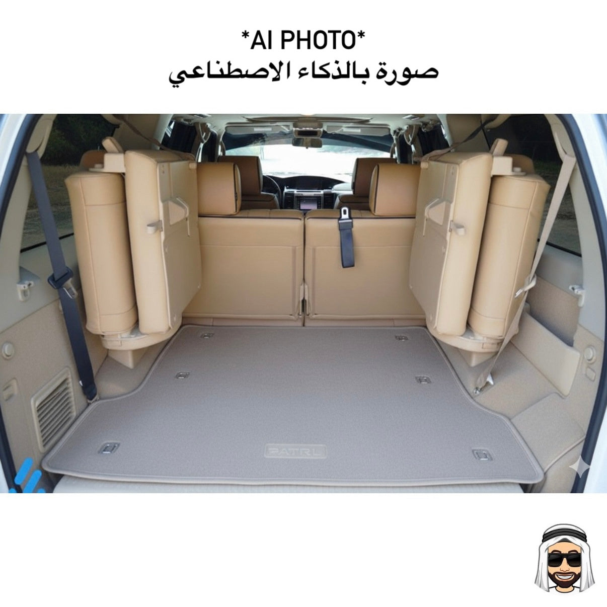 Nissan Patrol Y61 GU Beige Trunk Floor Mat with PATROL Logo