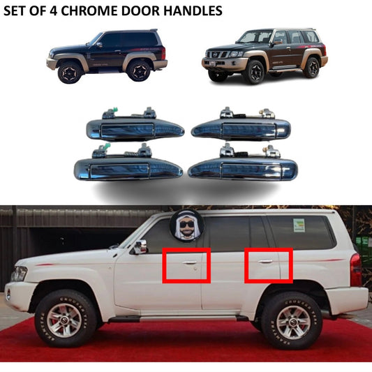 Set of 4 Chrome Safari Door Handles - Nissan Patrol Y61 GU VTC