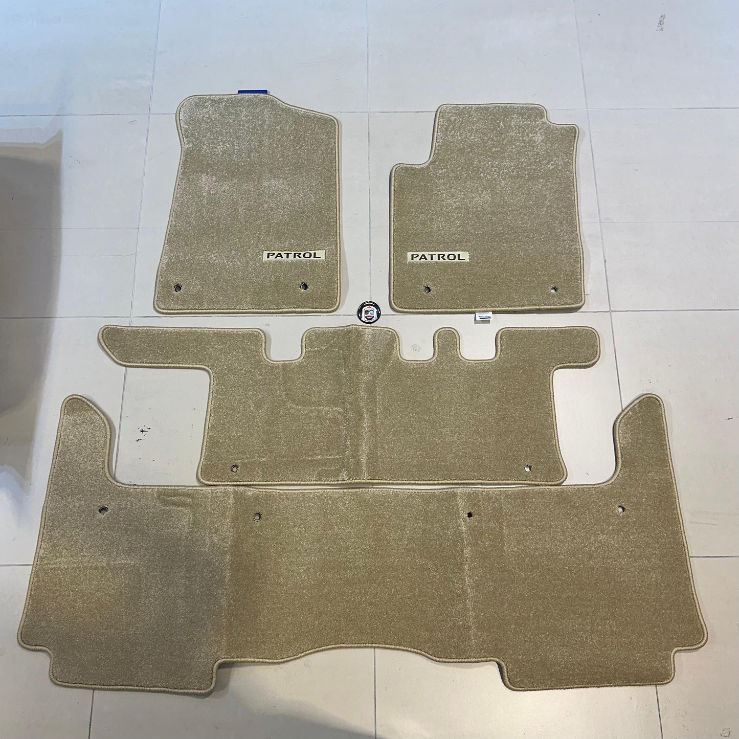 Nissan Patrol Y62 Luxury Beige Floor Mats with Logo