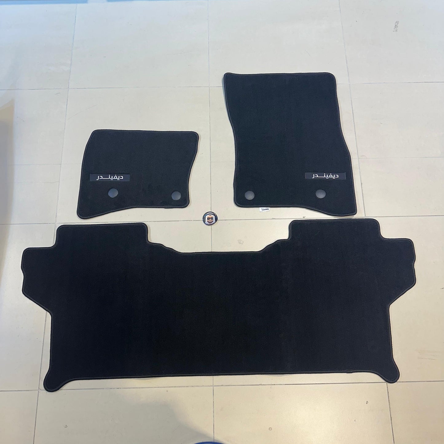 Defender 90 Luxury Black Floor Mats with Arabic Logo