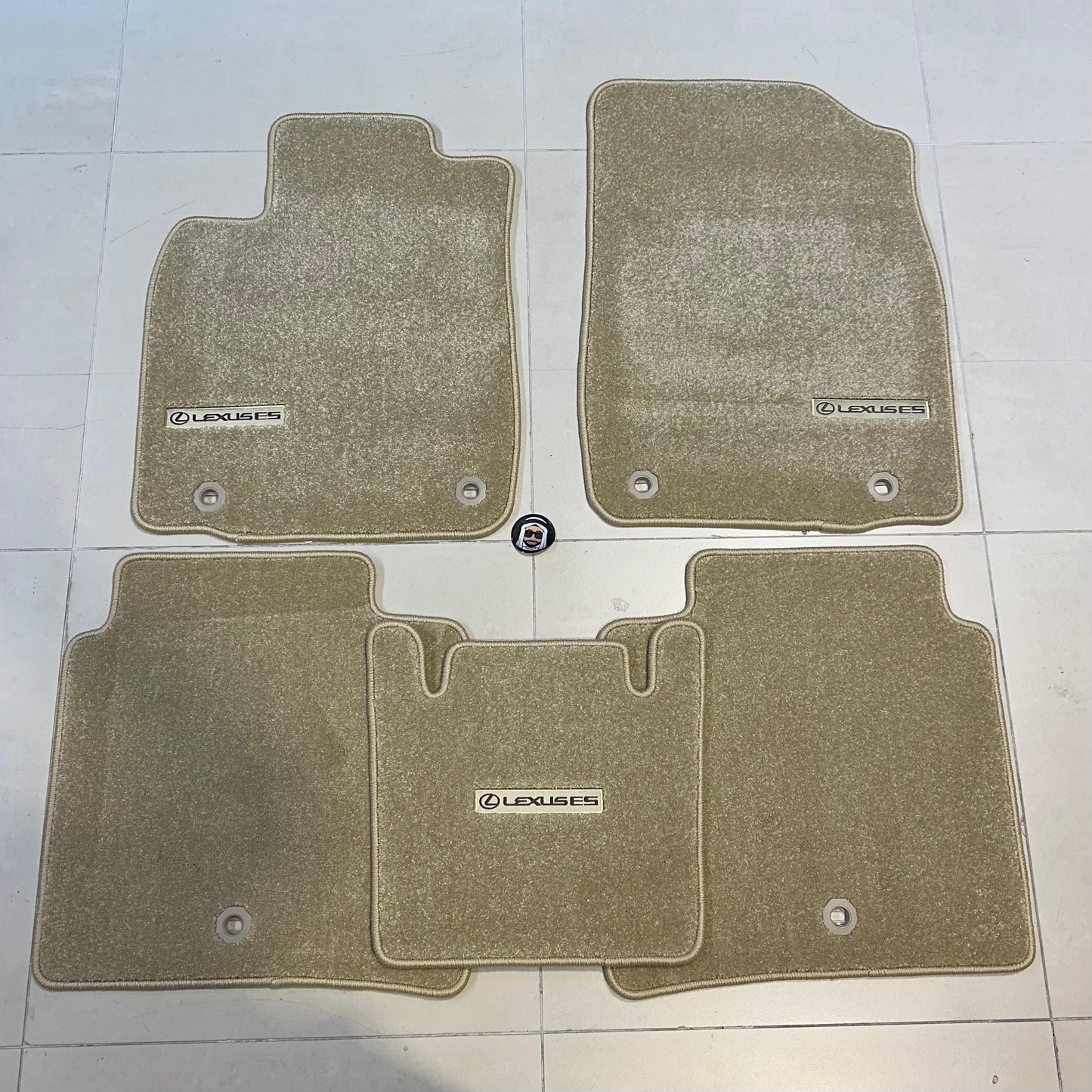 Lexus ES 2013-2018 Luxury Beige Floor Mats with Logo
