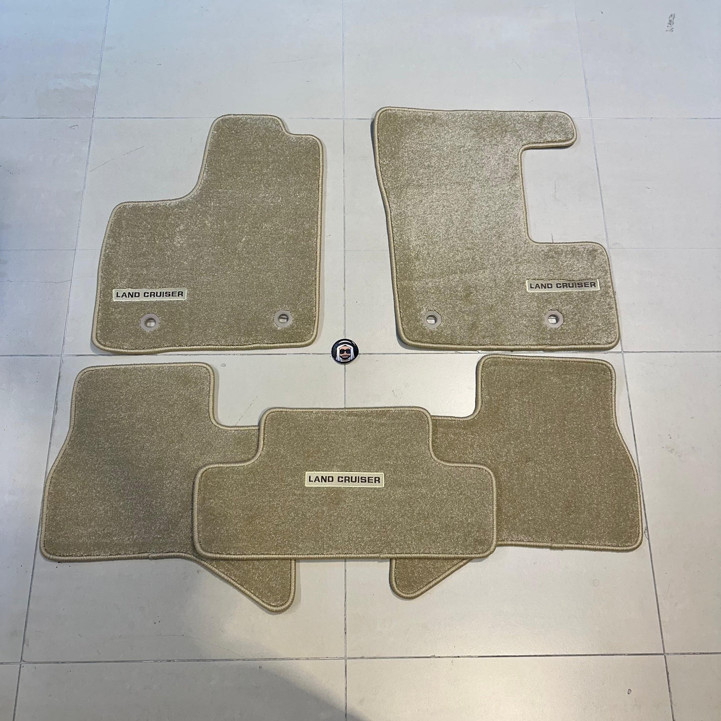Toyota Land Cruiser LC300 Beige Luxury Floor Mats with Logo