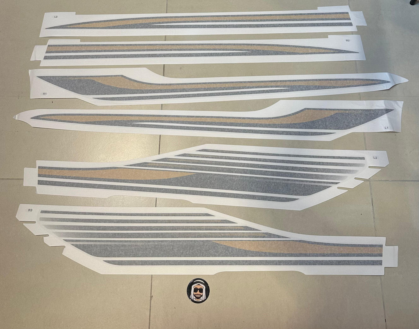 Toyota Land Cruiser LC300 Side Stripe Decals – Gold & Grey (2022-2025)