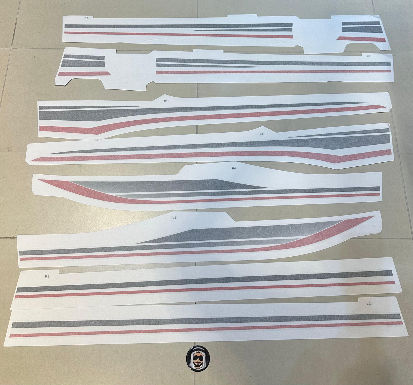 Toyota Land Cruiser LC300 GR Sport Side Stripe Decals – Red & Black (2022-2025)