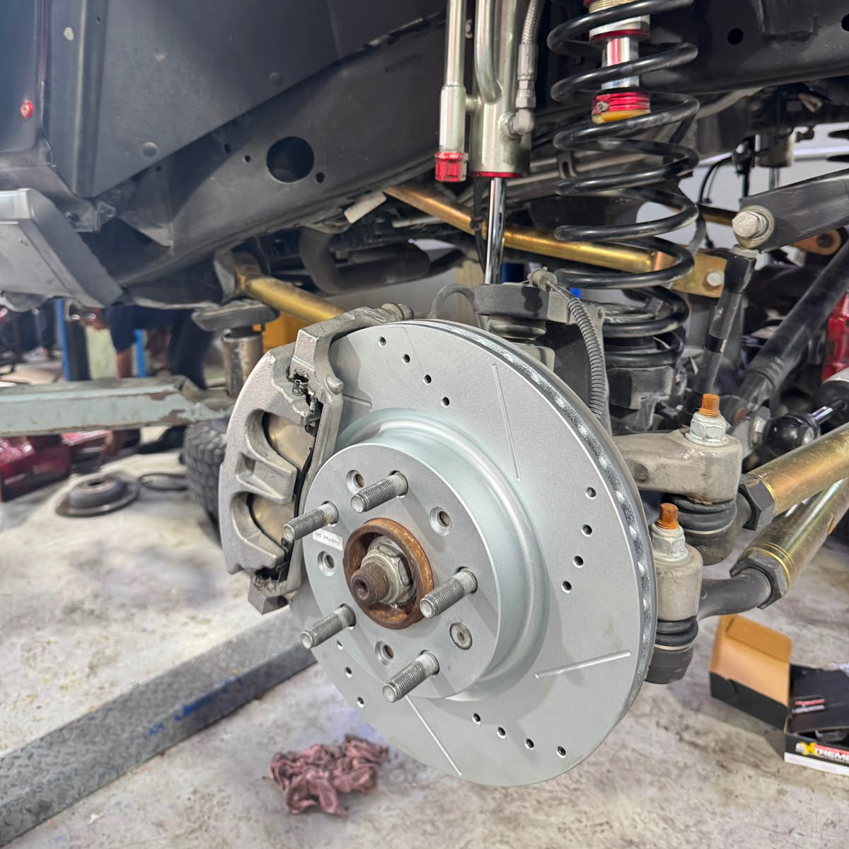 Front 330x24mm Drilled Slotted Brake Disc Rotors PowerStop Evolution AR8387XPR