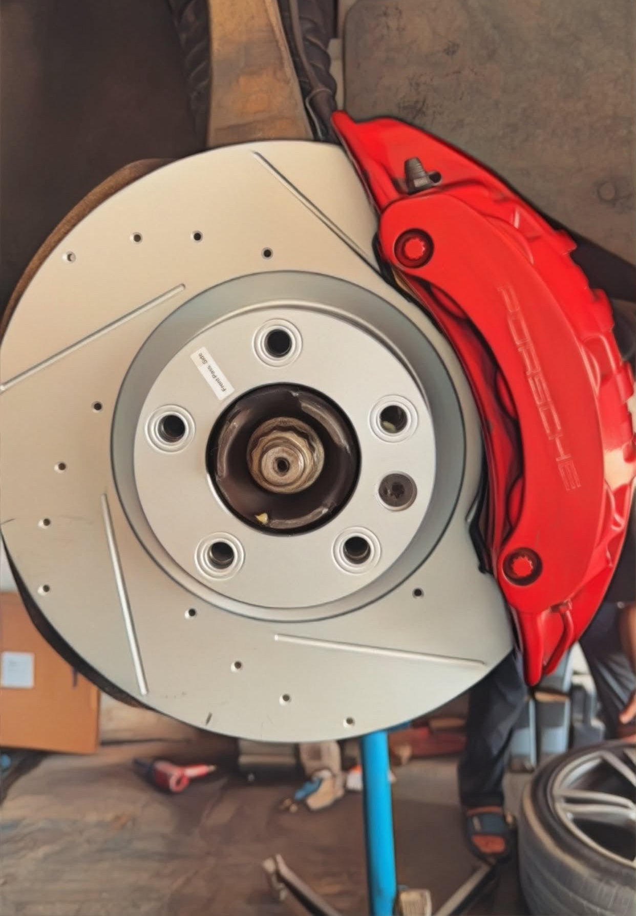 Front 360x36mm Drilled Slotted Brake Disc Rotors PowerStop Evolution EBR1290-EBR1291