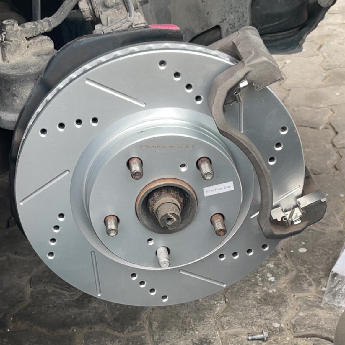 Front 296x28mm Drilled Slotted Brake Disc Rotors PowerStop Evolution JBR1127XPR