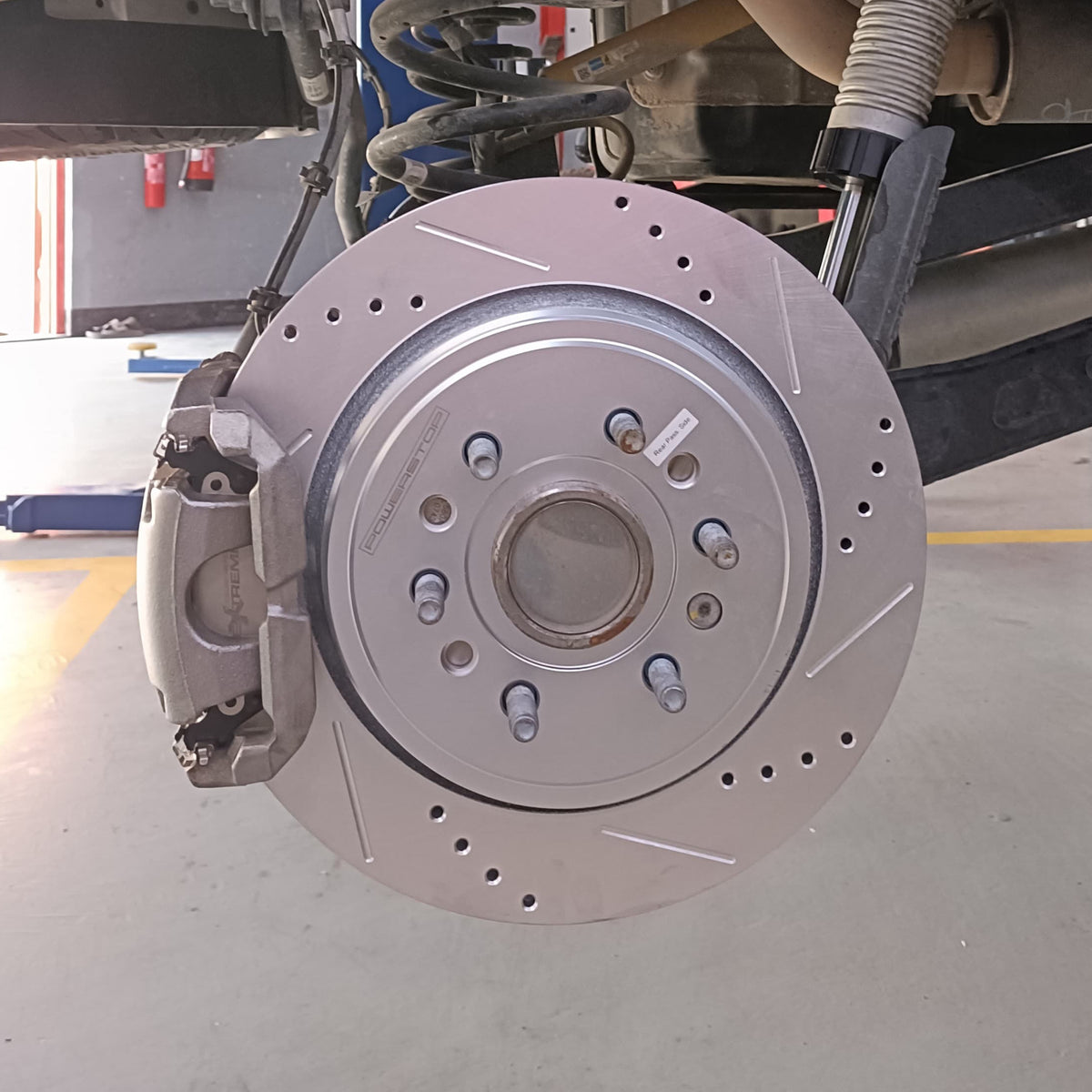 Rear 375mm Drilled Slotted Brake Disc Rotors PowerStop Evolution AR83108XPR