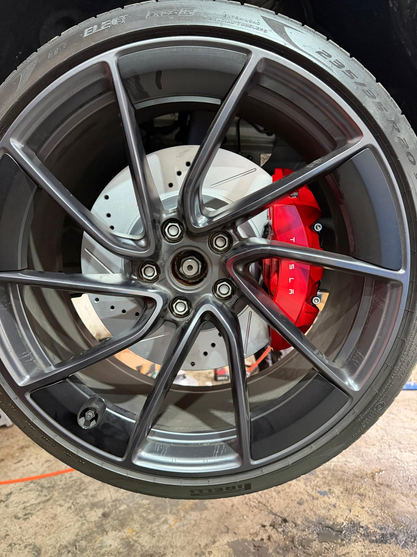Tesla Model 3 Performance 335x20mm Rear Drilled and Slotted Brake Disc Rotors by PowerStop Evolution CBR3543XPR
